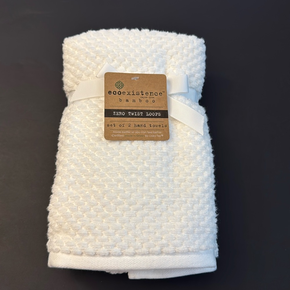 4pc ECOEXISTENCE Bamboo Zero Twist Loops Bath Hand Towel Set - White - Picture 5 of 8
